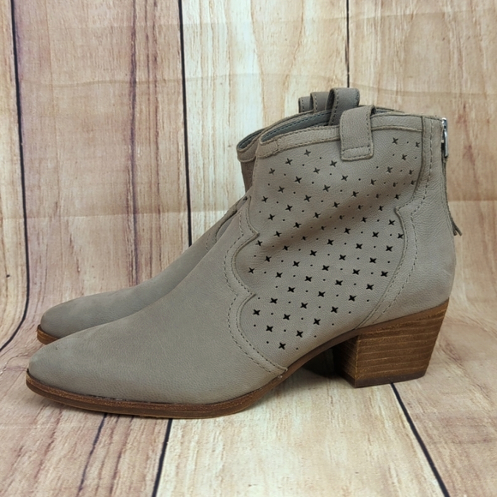 SAM EDELMAN Womens Sz 8 Reynolds Western Bootie Taupe Nubuck Leather Poi…